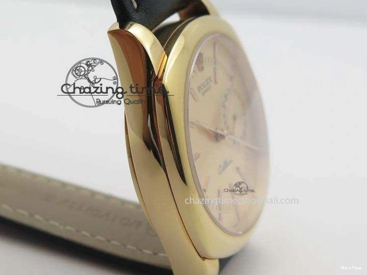 MiroTime 0209 Cozy Cellini Date RG Rose Gold Dial Stick Markers On Black Leather Strap A 3873